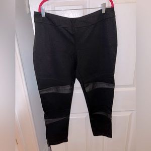 Two By Vince Camuto Black Ponte Knit Abstract Patch Leggings Plus Size 2X